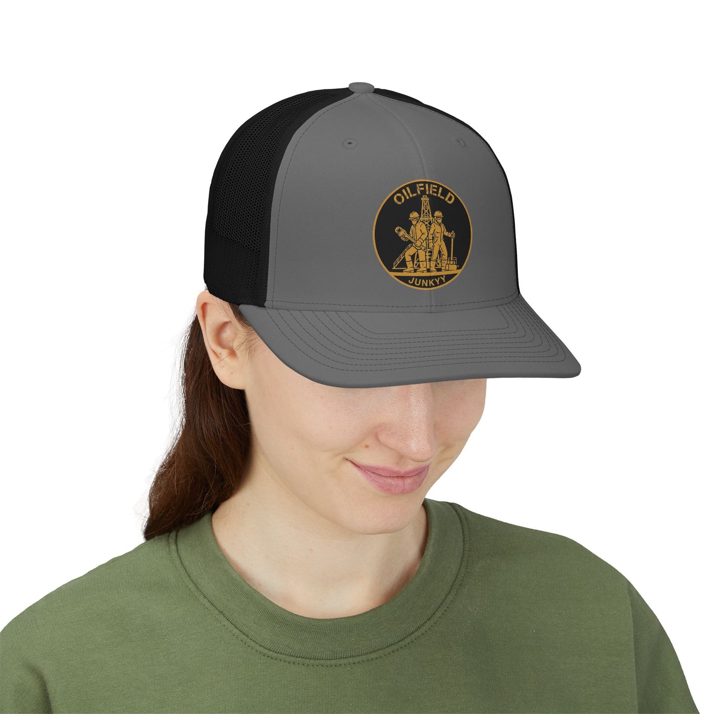 Oilfield Junky Snapback Trucker Cap — Vintage Oil Rig Patch Hat