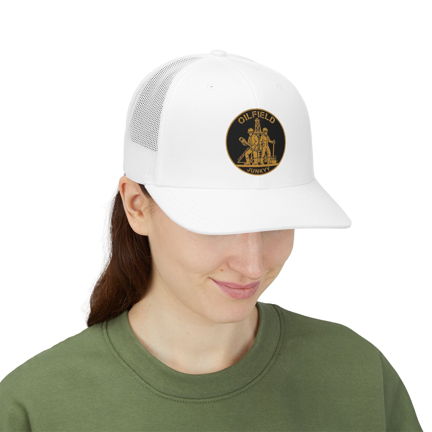 Oilfield Junky Snapback Trucker Cap — Vintage Oil Rig Patch Hat